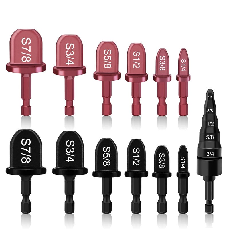 Hakkin 13PCS Copper Flaring Tool Pipe Expander with 5 in 1 Swaging Tool, HVAC Repairing Kit 1/4'',3/8'',1/2'',5/8'',3/4'',7/8'' Boring Drill Bit, Manual Swage Tool Hand Drill for Air Conditioner, - Image 1